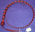 4ft Red and Black 16 plait Signal whip with Box pattern knot 1